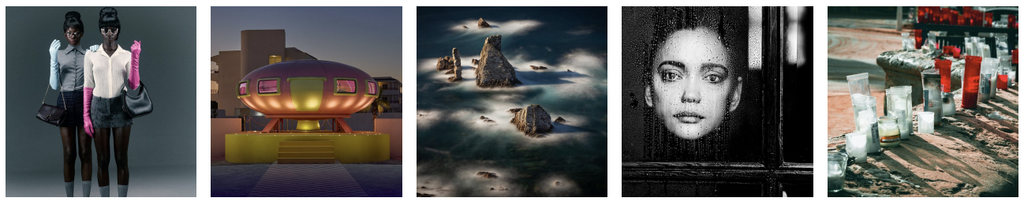 De izquierda a derecha: Guillermo Junquera, Hidden Fashion Figures (Oro, Moda y Belleza) · Salvador Carbó Castells, Future House (Bronce,
Arquitectura e Interiorismo) · Roberto Ouro Tubío, Los gigantes del mar (Oro, Paisaje y Naturaleza) · Emilio Barrionuevo, Dime si me ves (Oro,
Proyecto Personal) · Rafa Fierres, Ausencias (Plata, Reportaje Documental).